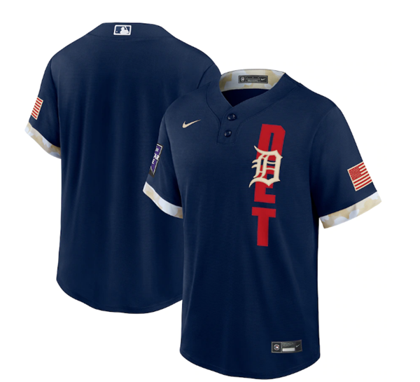 Men's Detroit Tigers Blank 2021 Navy All-Star Cool Base Stitched MLB Jersey Men's Detroit Tigers Blank 2021 Navy All-Star Cool Base Stitched MLB Jersey